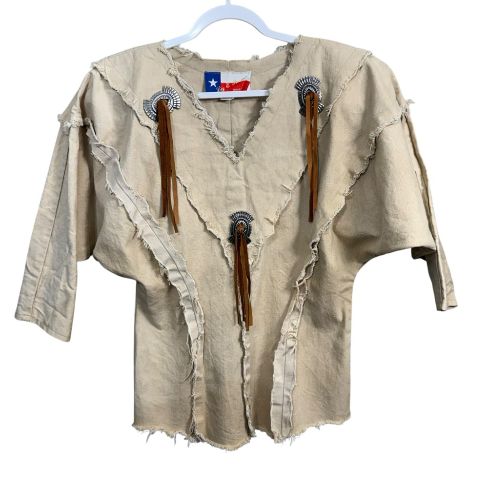 Vintage Liz E Parker Co Parker Western Fringe Top Medium Made in USA